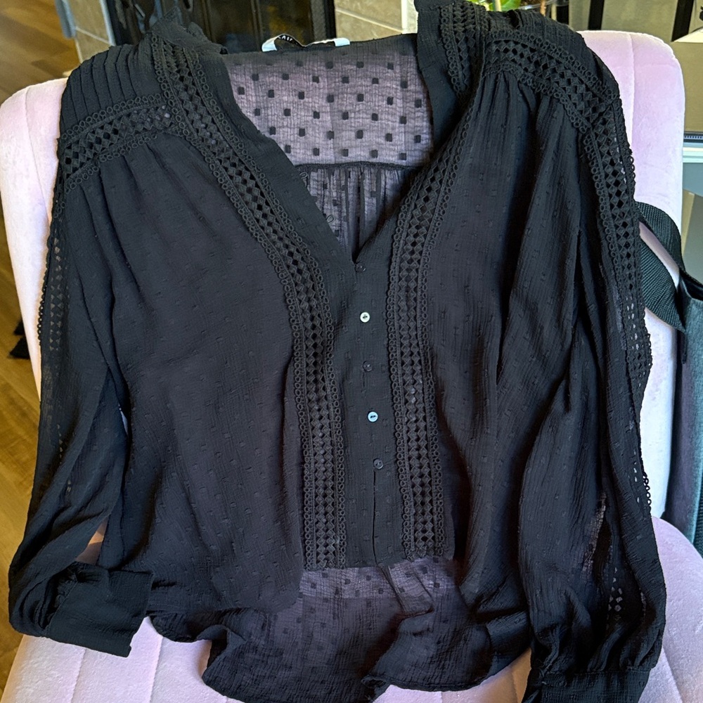 Zara Black Sheer Lace Blouse